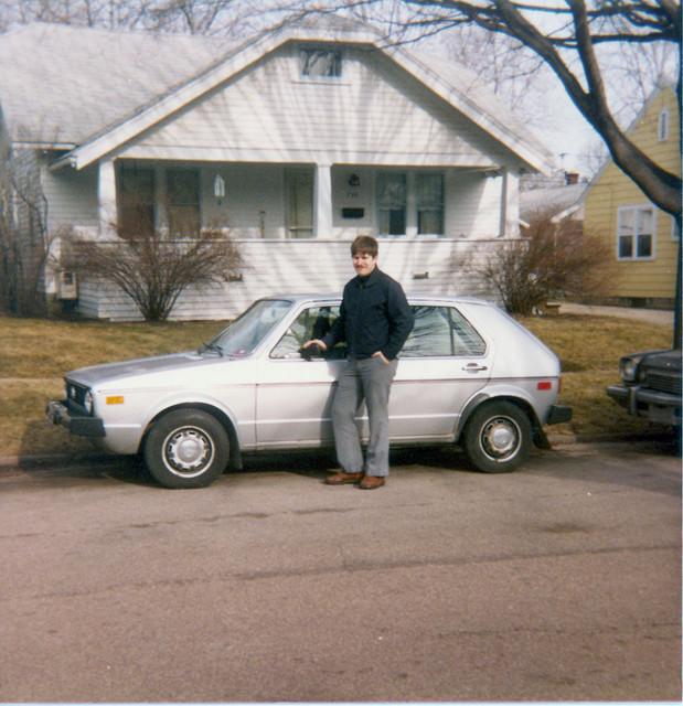 1981 Mike with his 1978 VW Rabbit