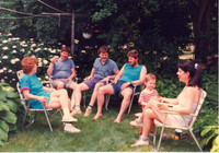 June 29, 1991 Mike enjoying a refreshing Miller Light in the back yard of Frank Street. From the left, Sara Beis, Mike, Peter LaVictore, John, a young LaVictore and Ellie LaVictore