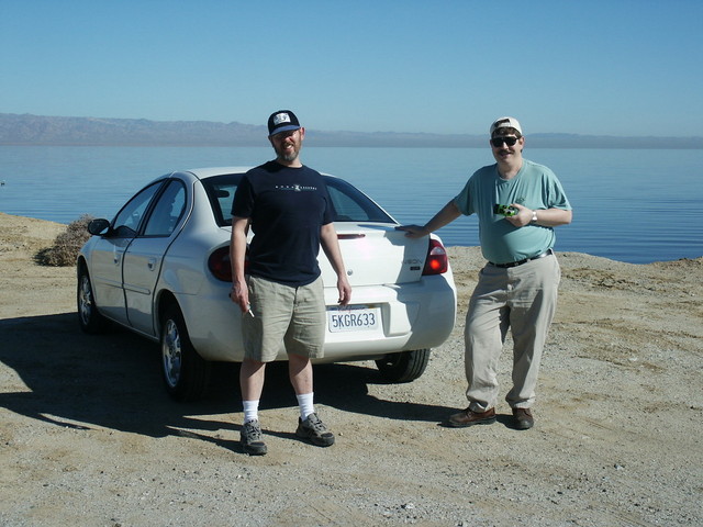 November 2005 John & Mike posing for a snapshot at the Salton Sea, CA