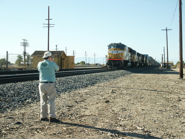 November 2005 Mike Shooting a pic of a diesel locomotive near the Saltan Sea, CA