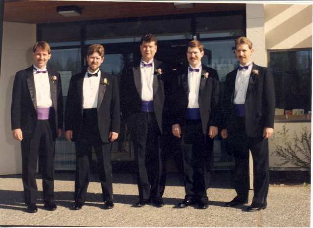 May 15, 1993 John & Barbara's Wedding, the guys. From left, Stan Glubzinski, John, Rick, Mike & Joe